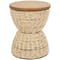 19" Rattan Woven Stool with Wood Tabletop and Black Frame